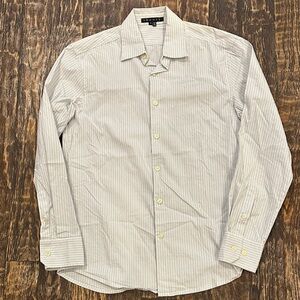Theory Men's Pinstripe Dress Shirt - White and Gray